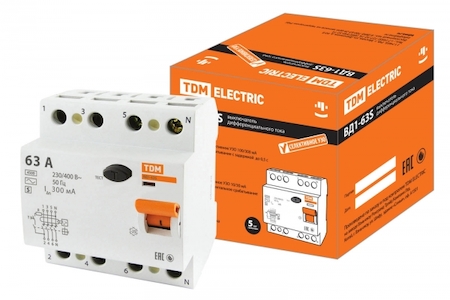 TDM ELECTRIC SQ0203-0073 Устройство защитного отключения ВД1-63S 4Р 63А 300мА TDM